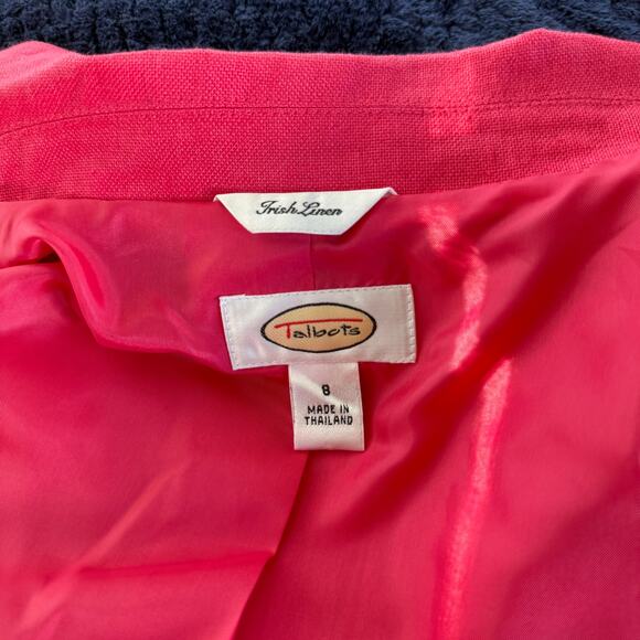 Talbots Irish linen Button Down Jacket Women’s Size 8 Dark Pink Blazer - Picture 6 of 7